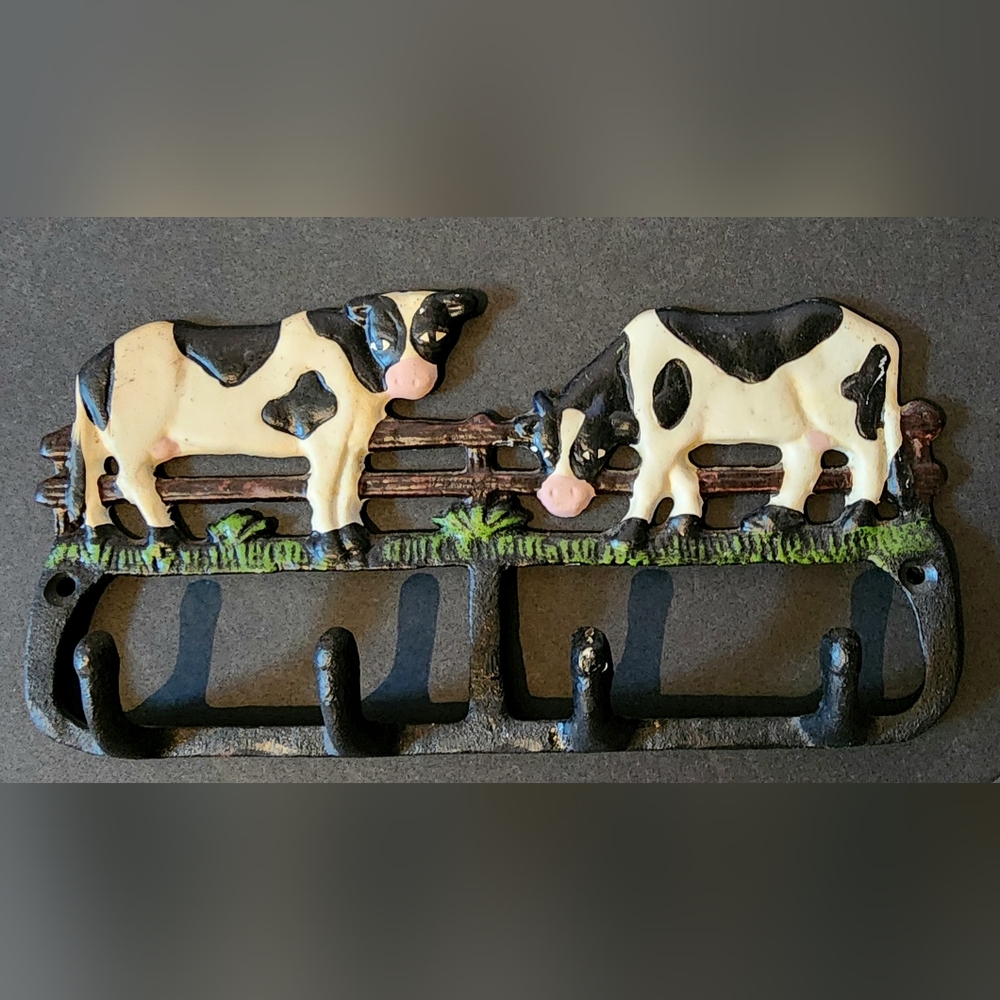 Cast Iron Handpainted Cow Wall Hook